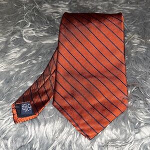 Brooks Brothers Orange & Blue Striped Tie 100% Silk Men's Necktie 58"